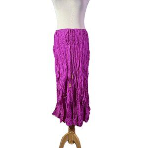 Banana Republic Size XL Fuchsia Pink Crinkle Skirt Silk Pull-On